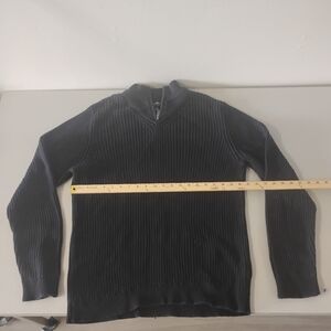 Eddie Bauer Men's Charcoal Zip-Up Pima Cotton Sweater